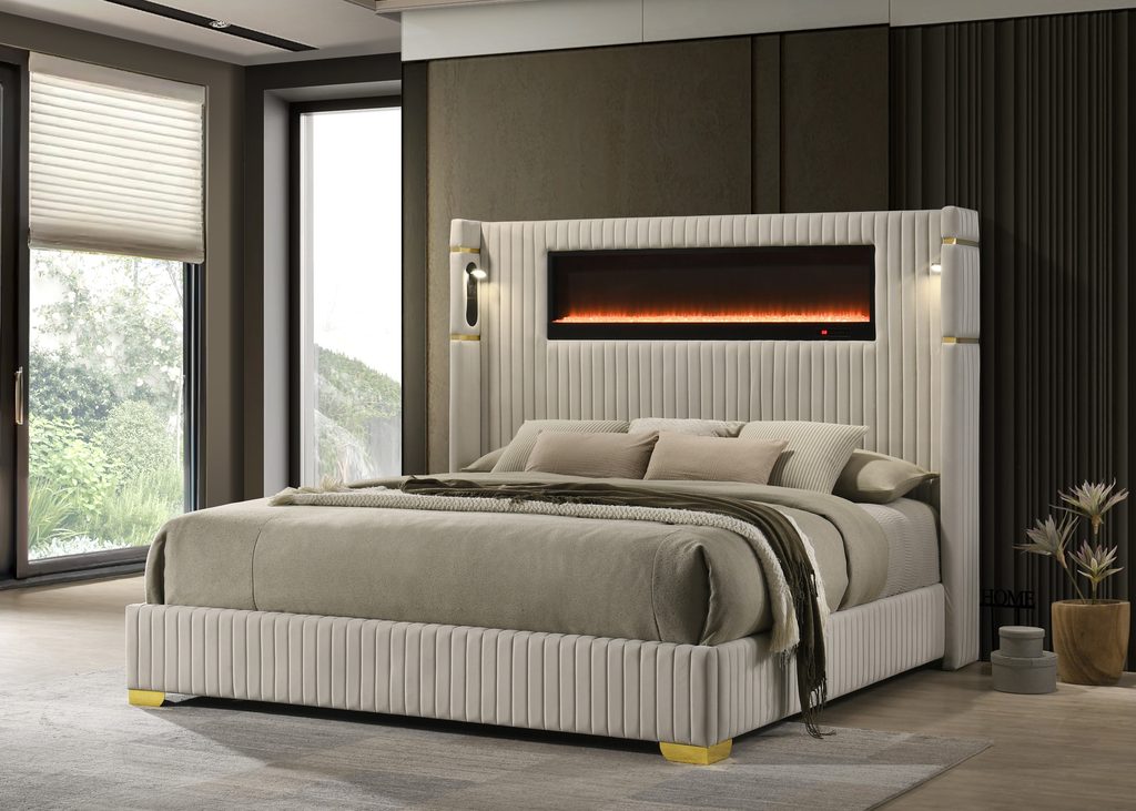 Romance2 Cream Platform Bed - Queen, King