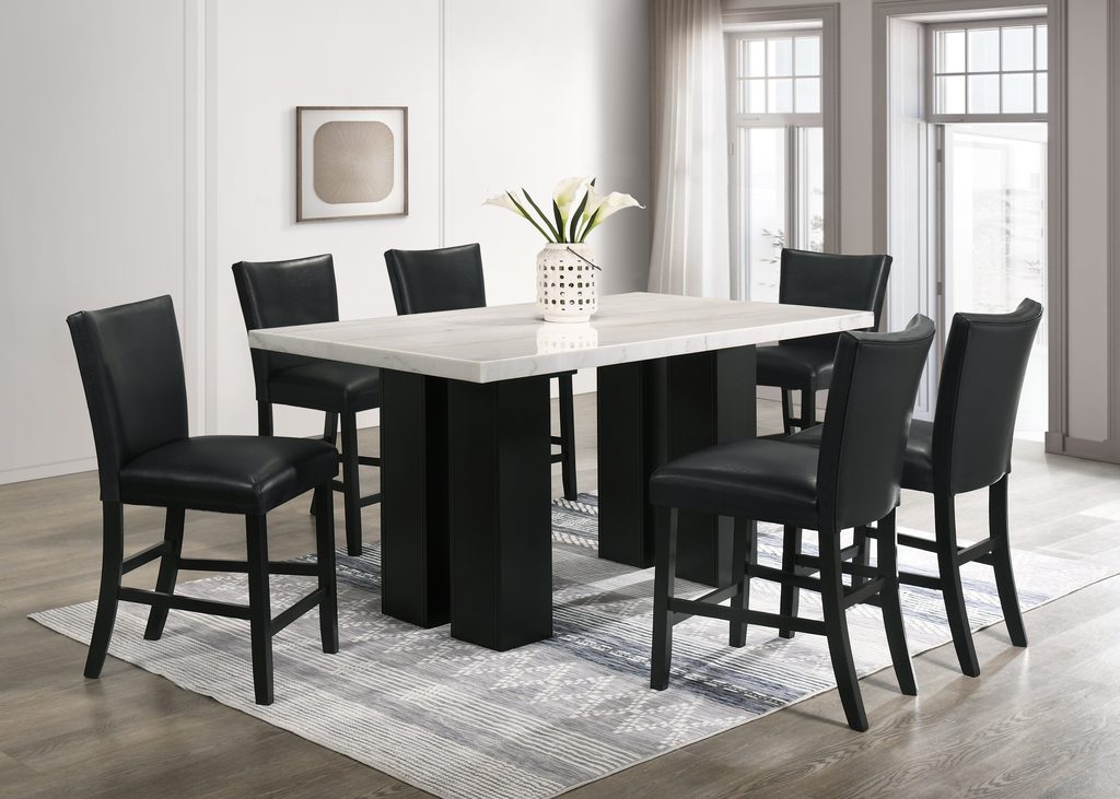 Finley PU - (GENUINE MARBLE) Counter Height Table & 6 Chairs