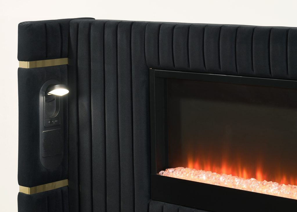 Romance2 Black Platform Bed - Queen, King