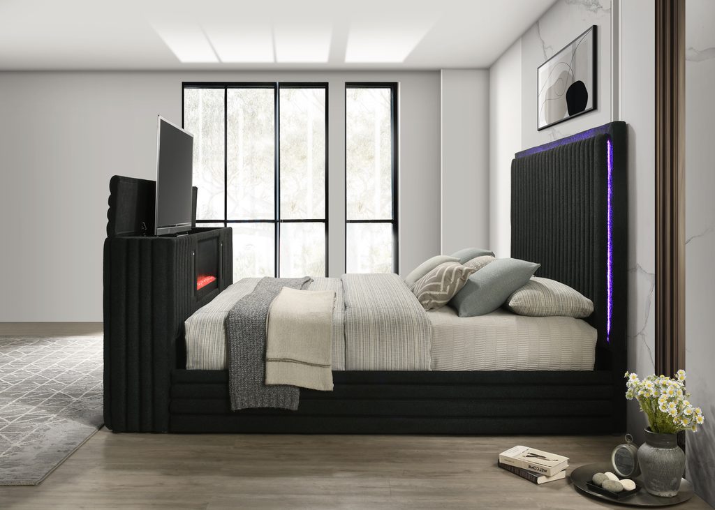 Villa Black Platform Bed - Queen